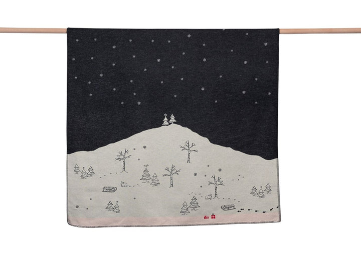 Sylt Throw, trees in snow, charcoal