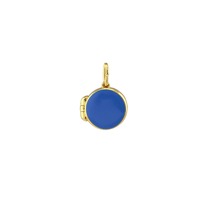Round Enamel Locket Necklace, Blue