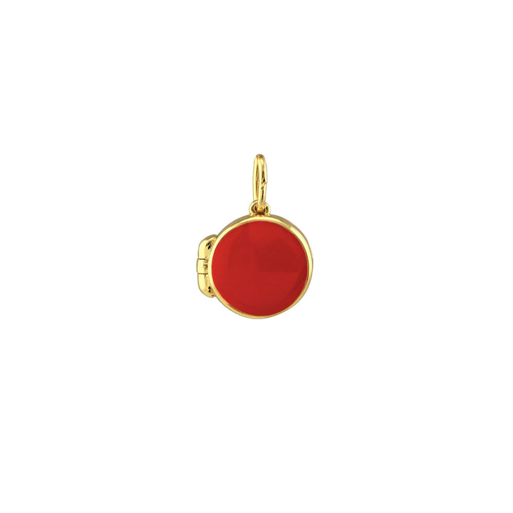 Round Enamel Locket Necklace, Red