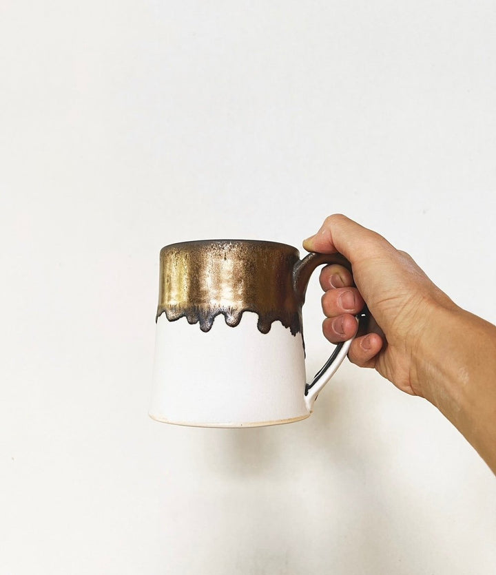 Mug, white/bronze