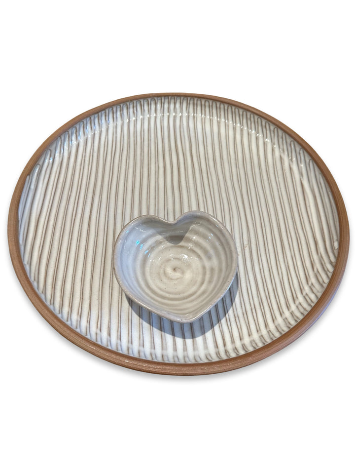 Laura White Pottery striped platter