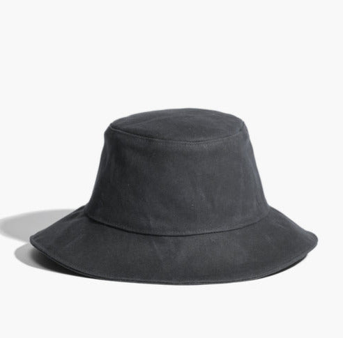 Waxed Cotton Canvas Bucket Hat, black