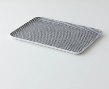 Linen Coating Tray, Grey + White Mini Stripe, Large