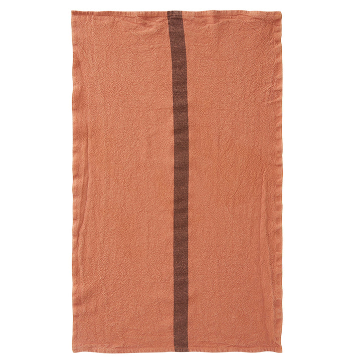 DouDou Natural Tea Towel,  raye terracotta