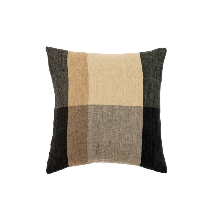 Piedmont Linen Pillow, 20x20, black/brown