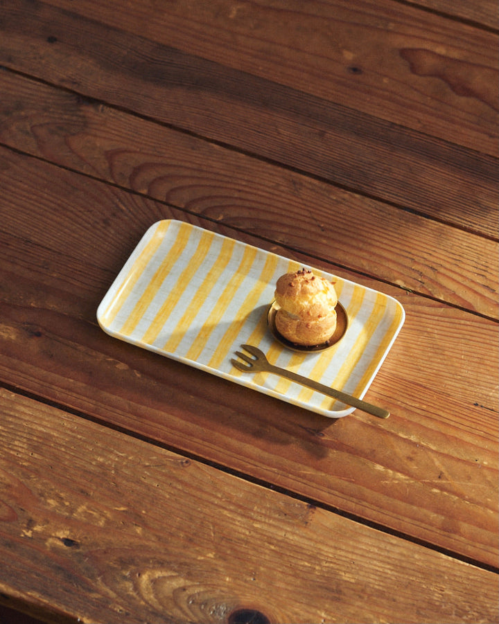 Linen Coating Tray, small, henry, yellow white stripe