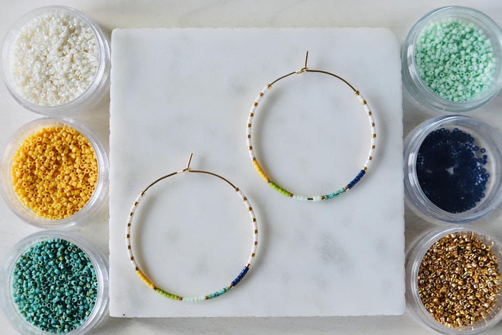 glass beaded hoop earrings