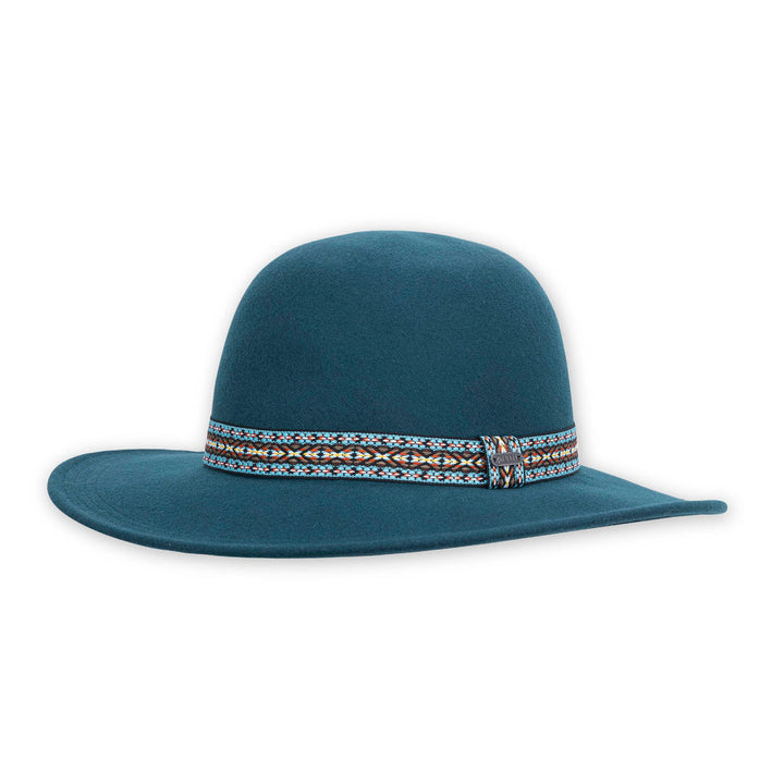 teal ribbon banded hat