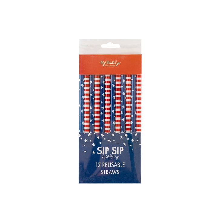 PLSS236 - Red/White and Blue Reusable Straws