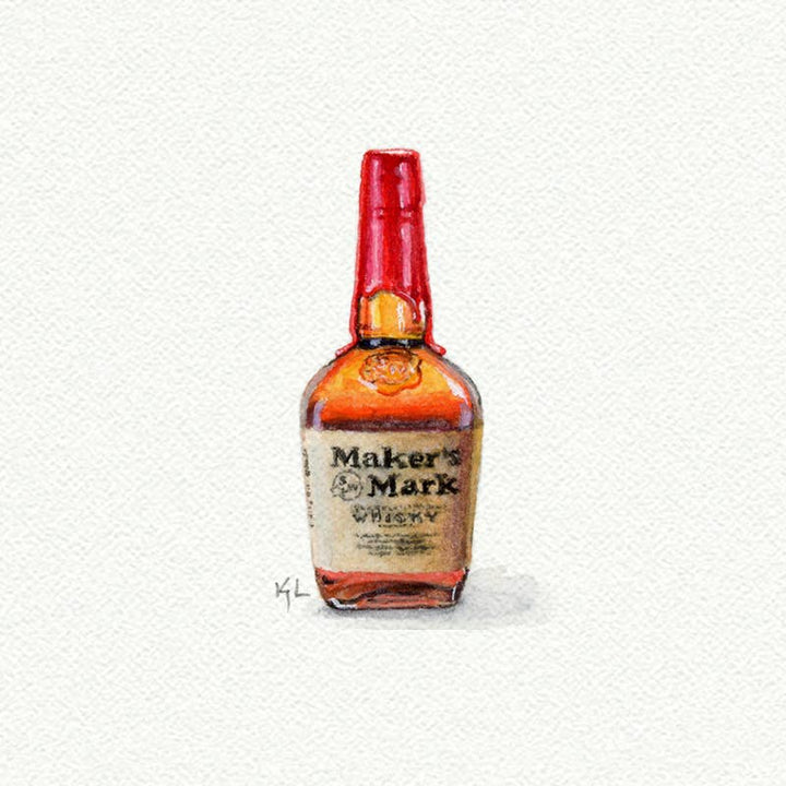 Makers Mark Bourbon Miniature Watercolor Painting - Art Print