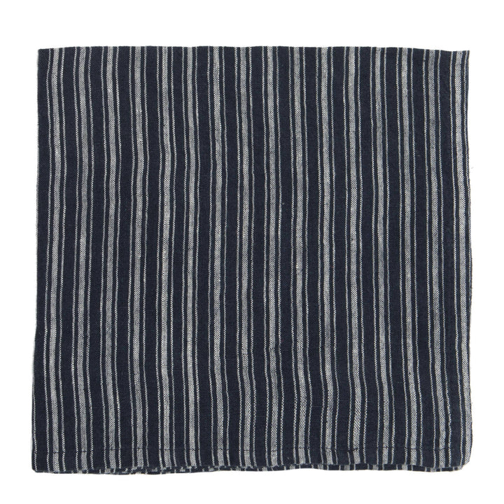 Boat Stripe Linen Indigo & White Napkins 20x20 - Set of 4