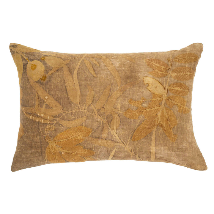 Linen Eco Print Pillow, Earth, 16x24