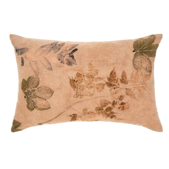 Linen Eco Print Pillow, Blush, 16x24