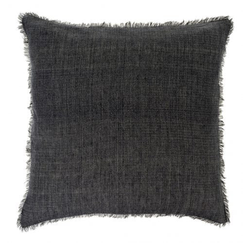 Lina Linen Pillow, Coal, 24x24