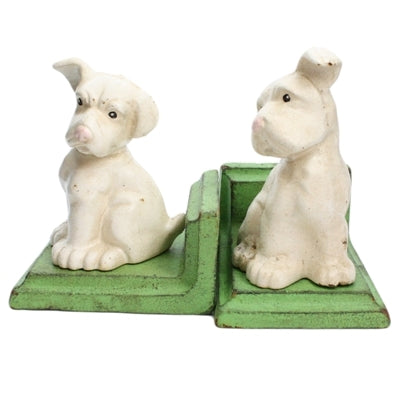 white puppy bookends