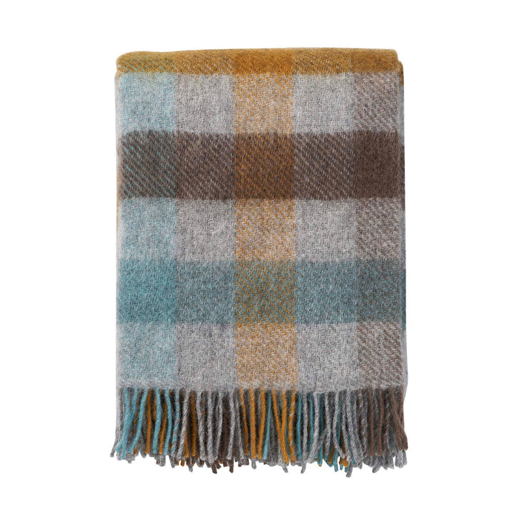 Gotland Woven Wool Throw, Multi Turquoise