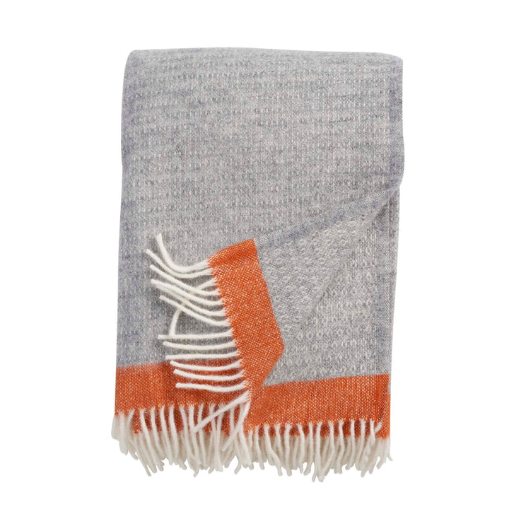 Hampus Woven Throw, 100% eco lambs wool, grey/orange