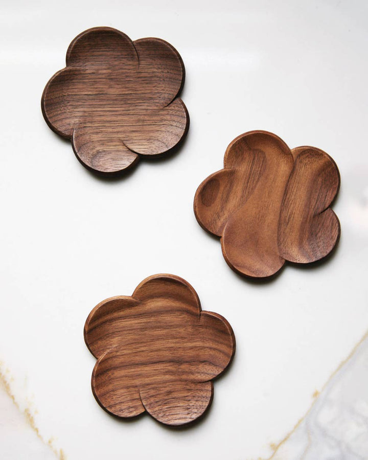 wood flower coaster