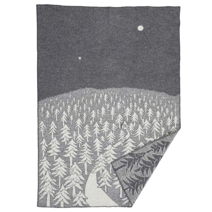 House in the Forest Woven Wool Blanket, forest grey