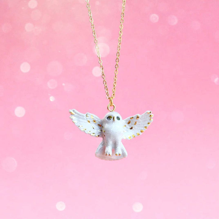 Gold and White Snowy Owl Necklace