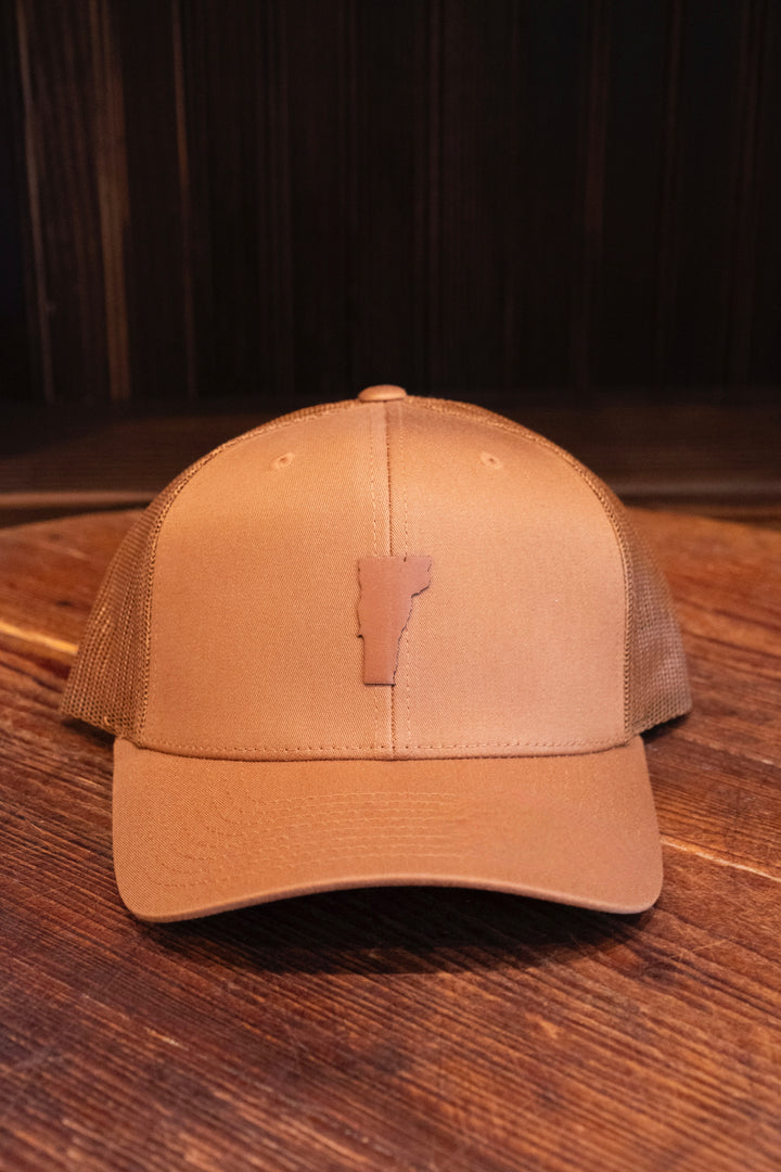 Vermont Shape Snapback Hat, caramel