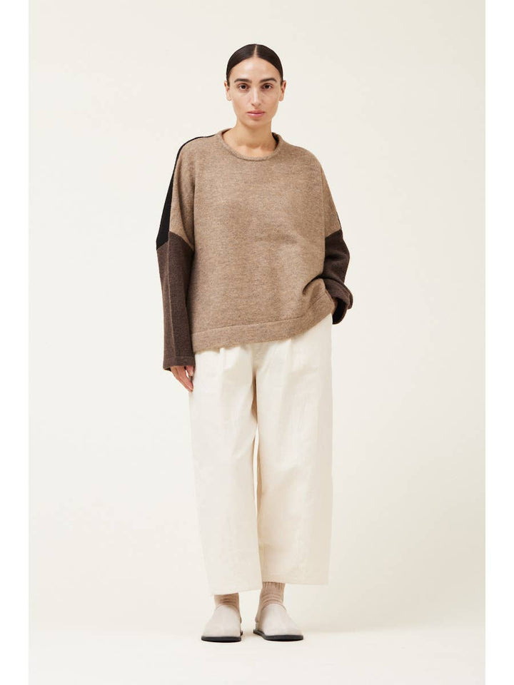COLOR BLOCK PULLOVER, TWIG, S