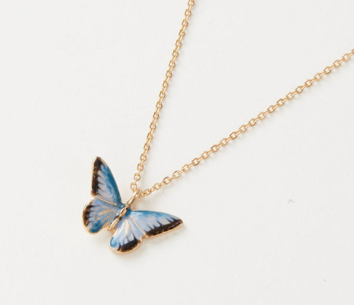 Enamel Blue Butterfly Short Necklace