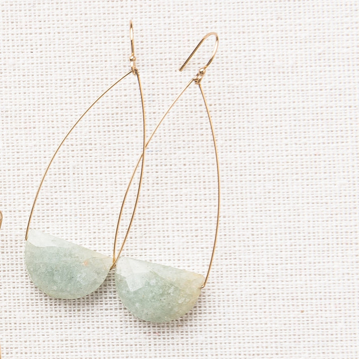 Aquamarine Half Moon Gemstone Earrings