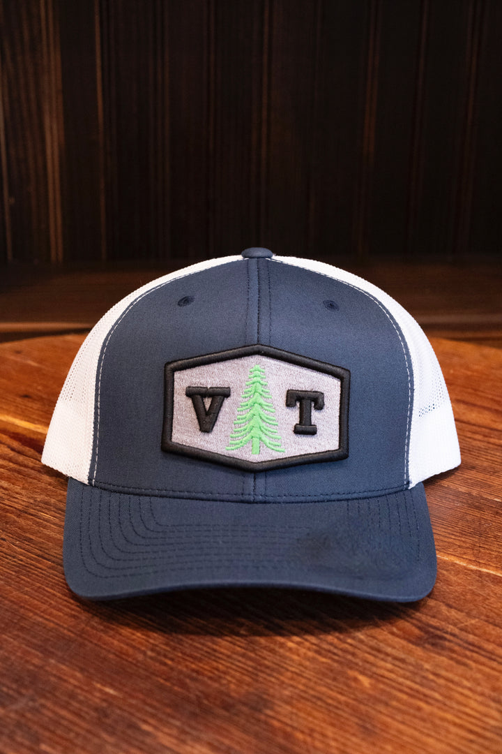 Vermont 3D Hexagon Snapback, Navy/White