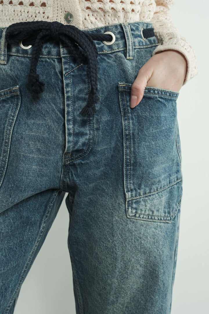 Barrel Denim Pants, med denim wash