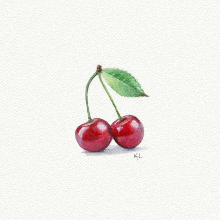 Cherries Miniature Watercolor Painting - Art Print