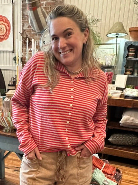 The Elisa Cardigan, red/beige