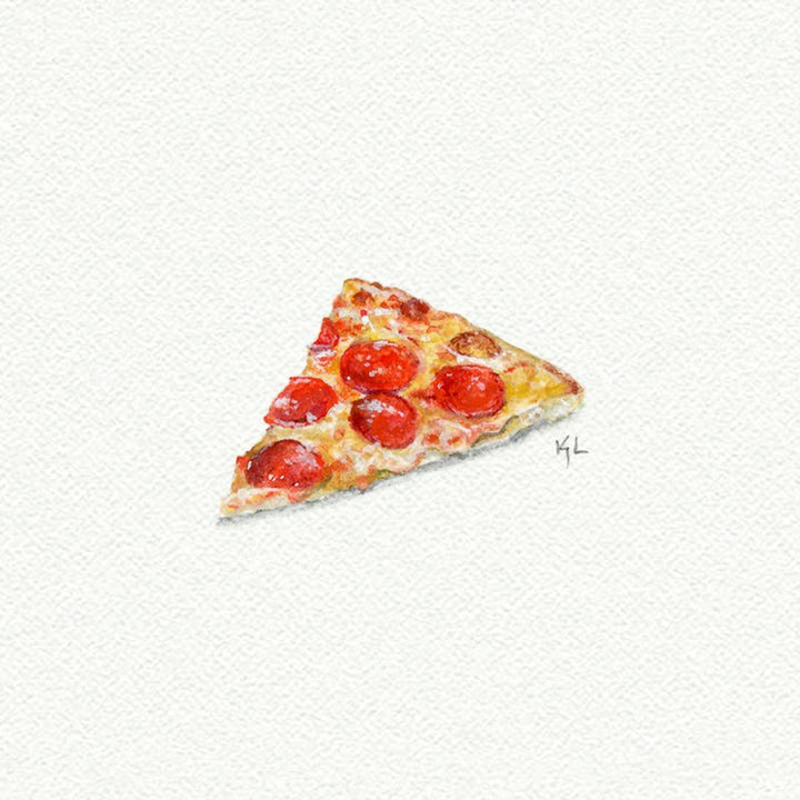 Pizza Slice Miniature Watercolor Painting - Art Print