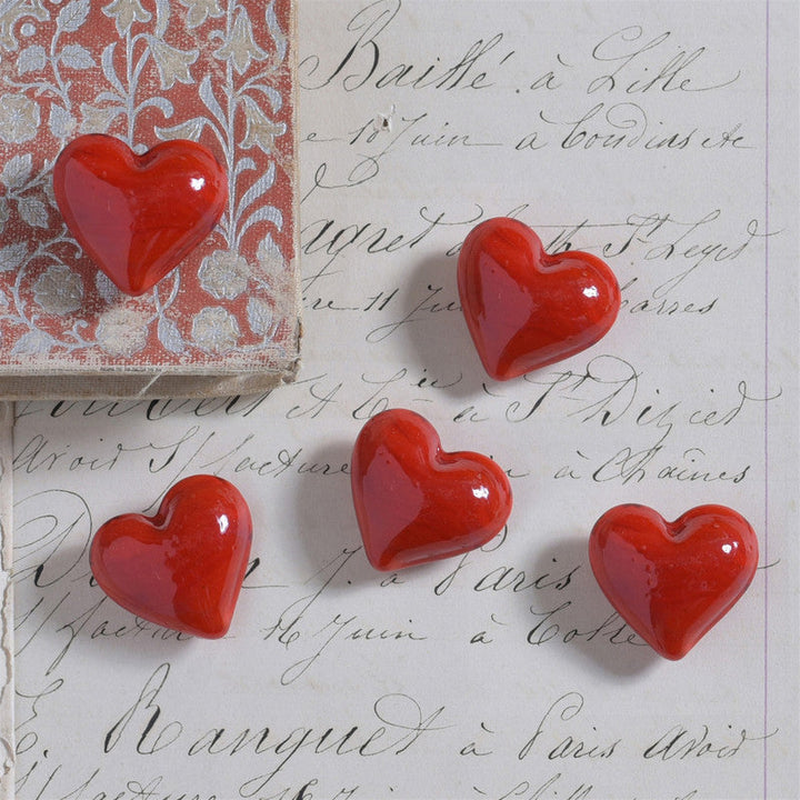 Heart, Glass - Red - Red