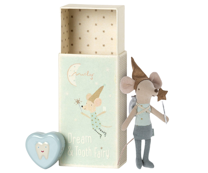 Tooth Fairy Mouse in matchbox - blue