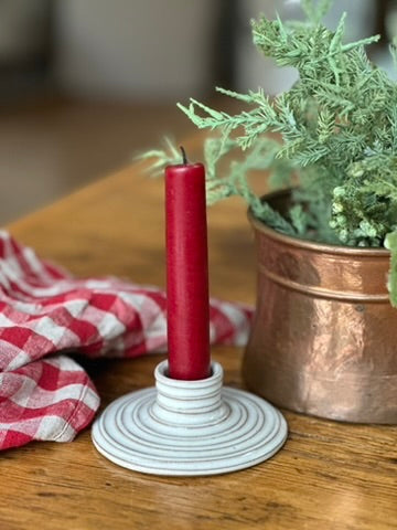 LWP Striped Candle Holder, white