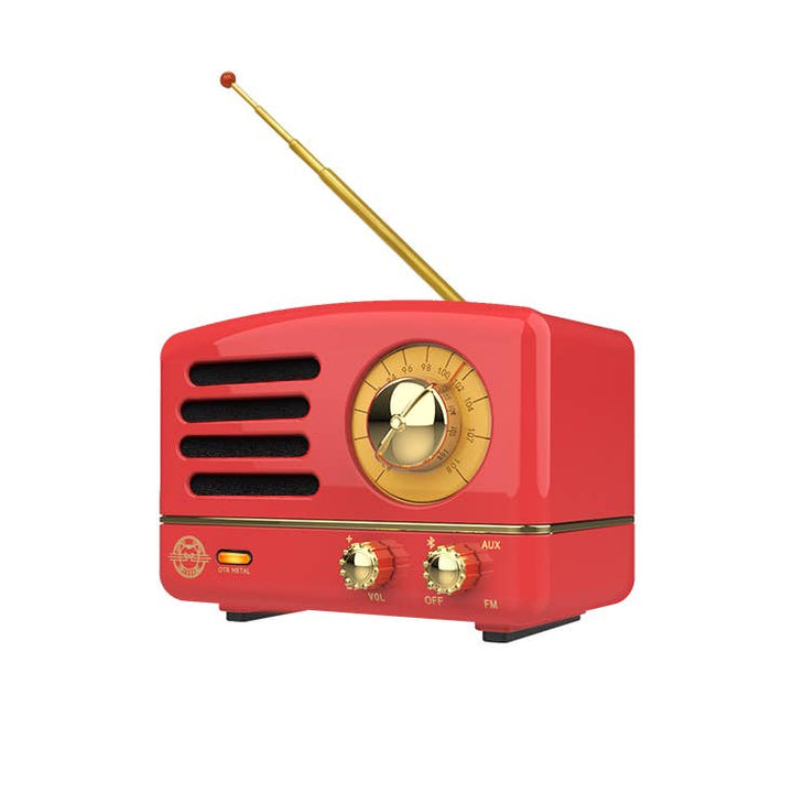 MUZEN OTR Metal Wireless Portable FM Radio Bluetooth Speaker - Red