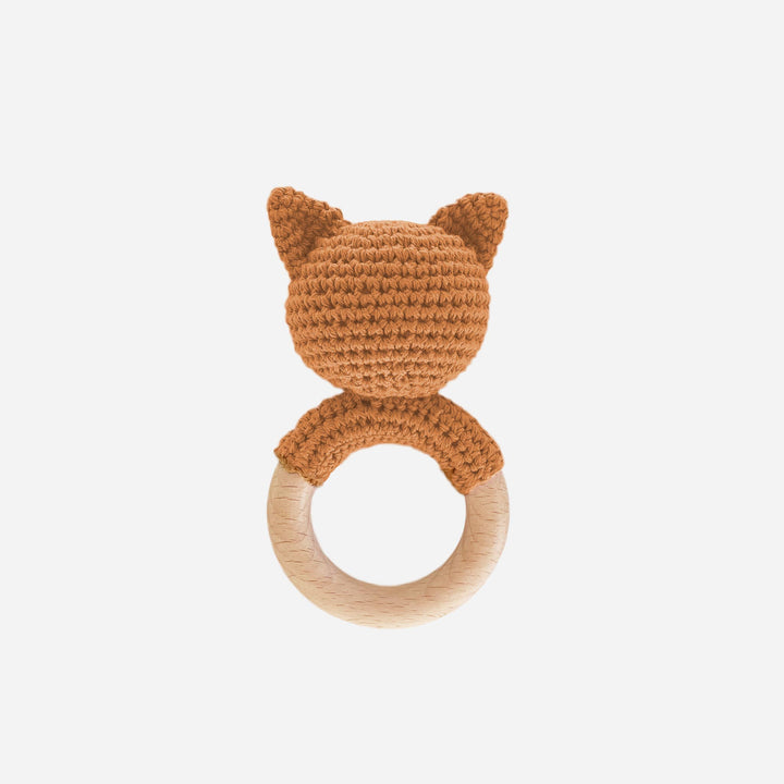 Teether Fox Cotton Rattle Clay Baby Gift Crochet Spring