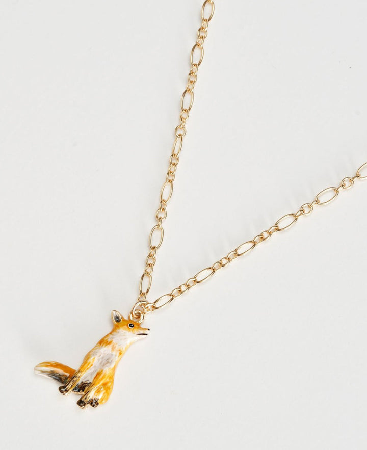 Enamel Fox Short Necklace