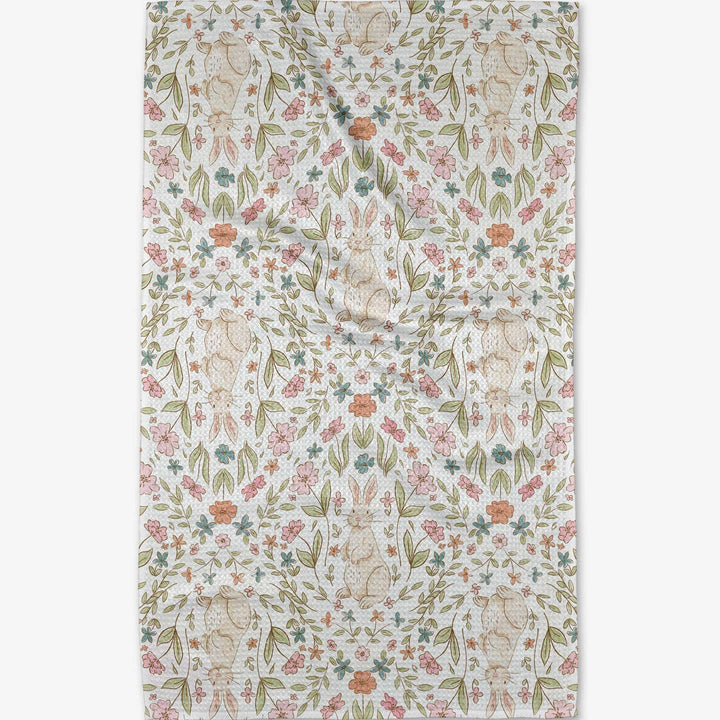 floral bunny tea towel