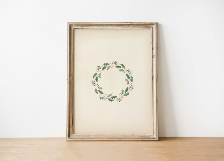 Christmas Wreath Art Print | 8x10in