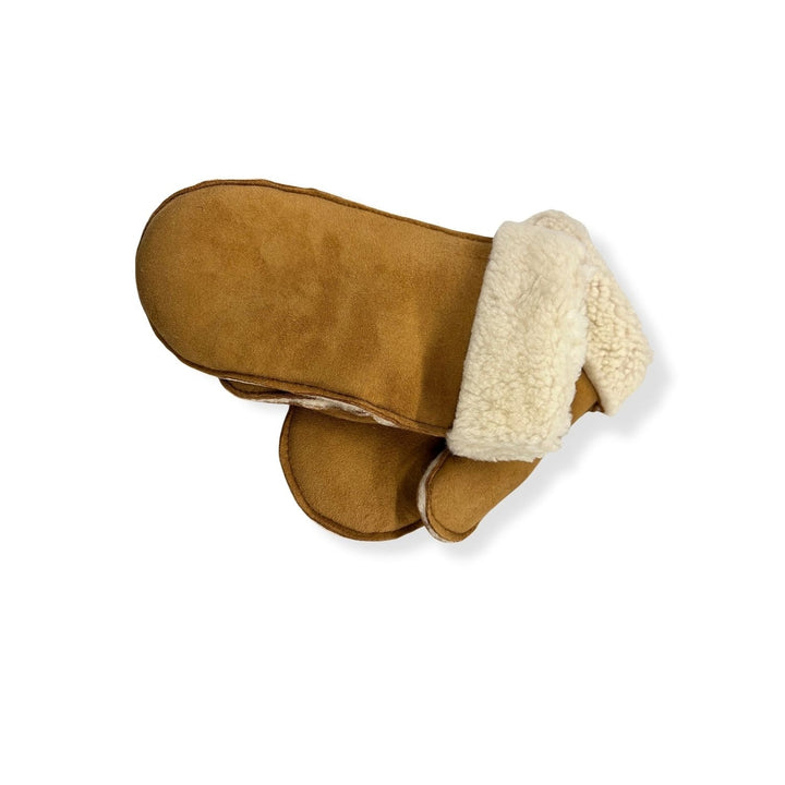 Shearling Mittens Full Palm, Brandy Cream Curly