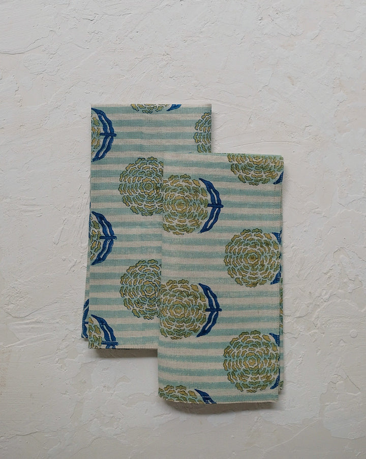 alisha block printed napkin blue
