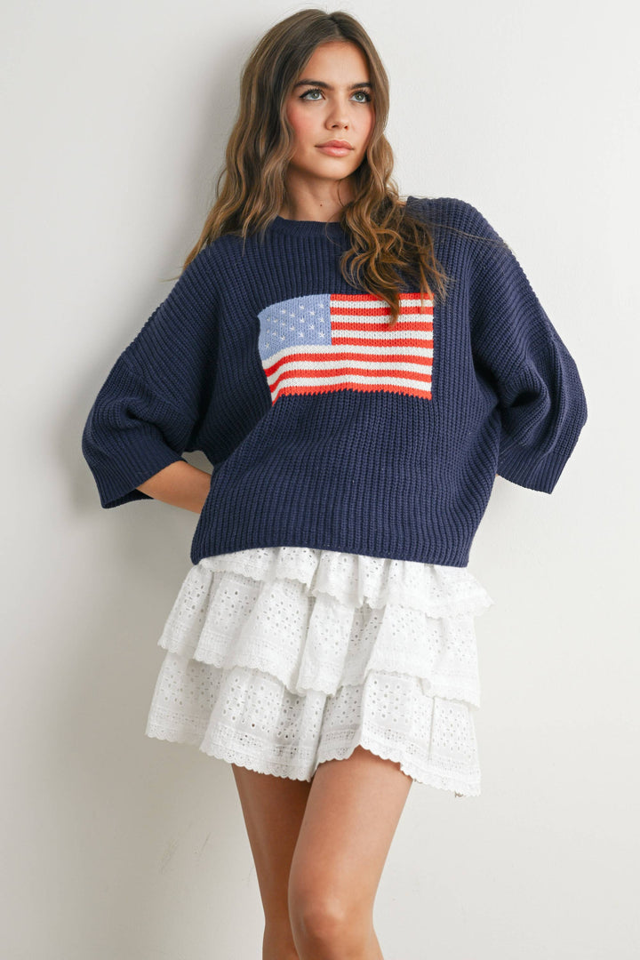Flag Print Knit Sweater - BMW7691