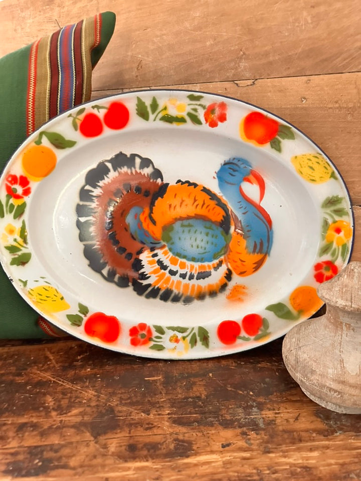 Vintage enamel turkey platter