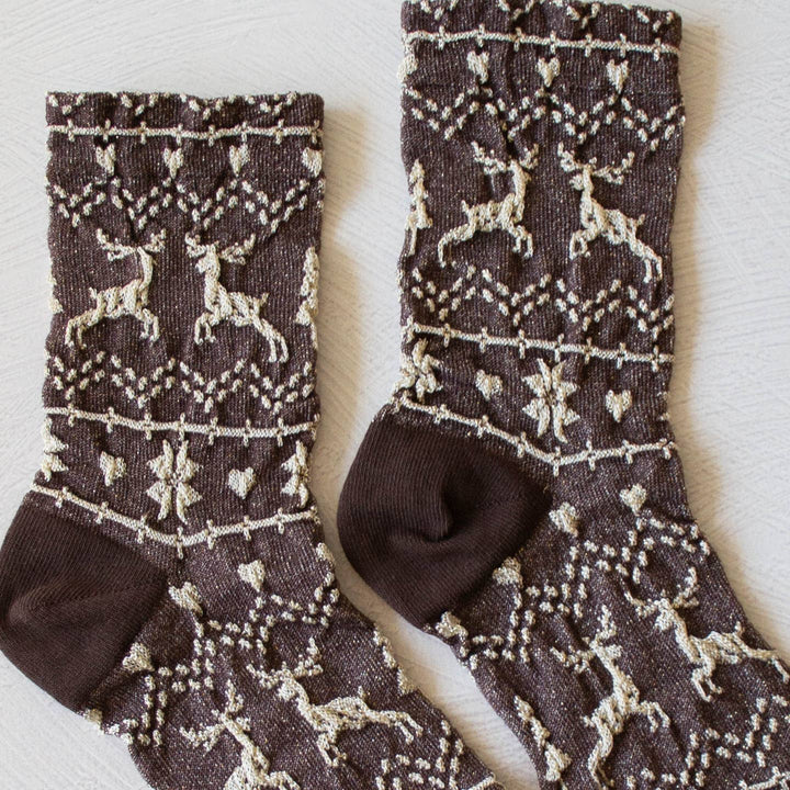 Christmas Glitter Socks, dark brown