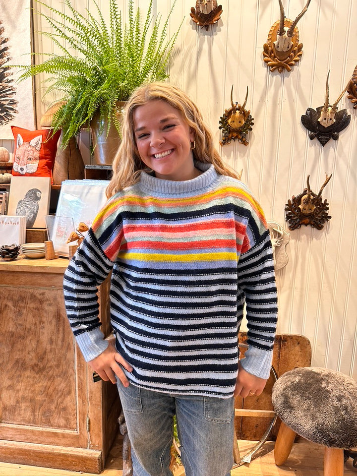 SeaHappy Knit Striped Sweater, rainbow stripe