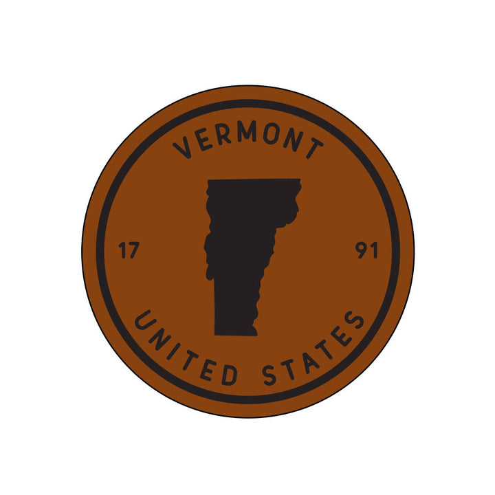 VT State Silhouette Leather Coaster