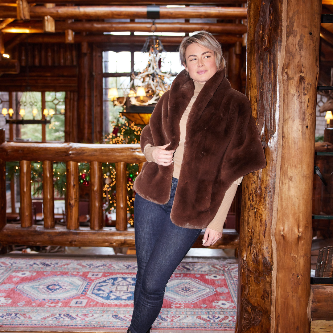 Chocolate Brown Collins Faux Fur Capelet – Woody's Mercantile