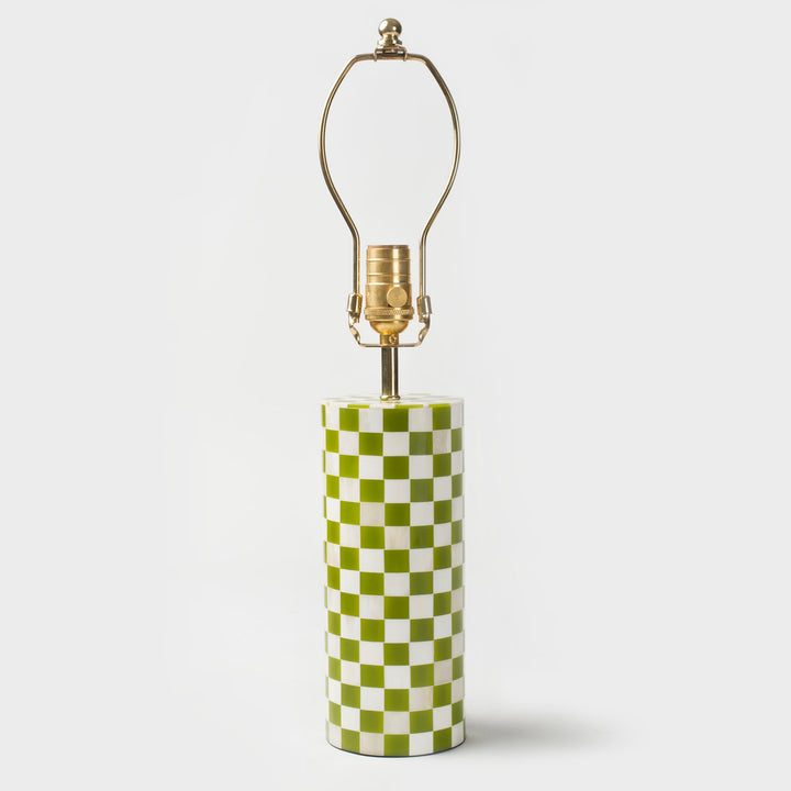 Checker Table Lamp Base, Indie Green